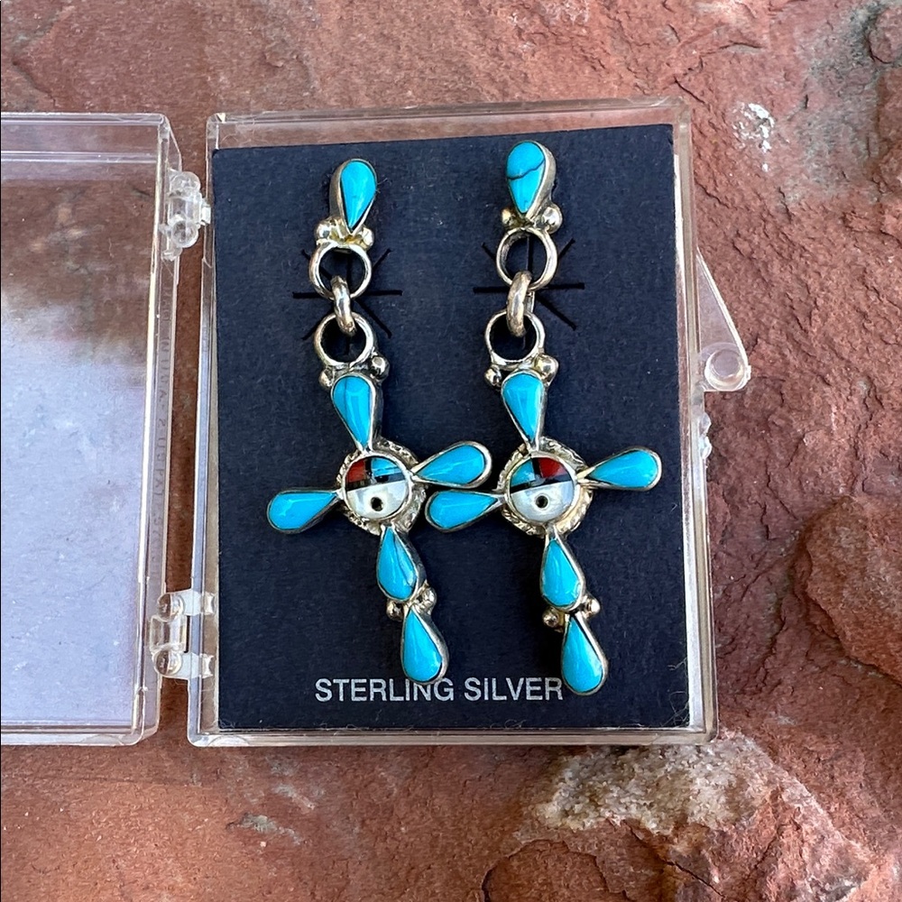 Turquoise Sterling Silver Zuni Native American earrings